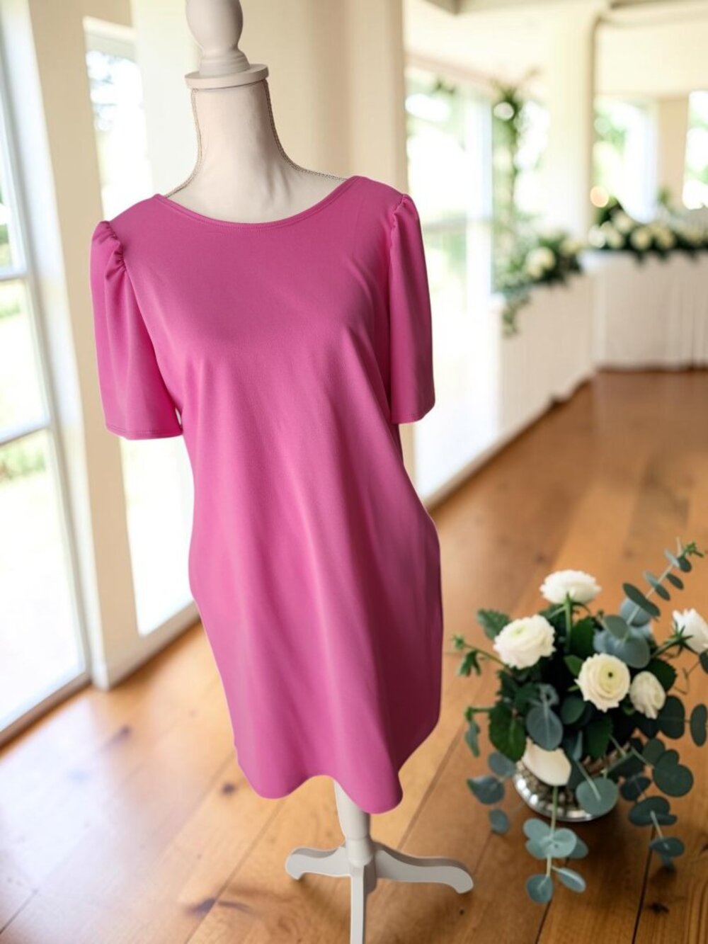 💖 Carole Christian Pink Bow Back Dress Large NWT 💖 - Picture 3 of 11